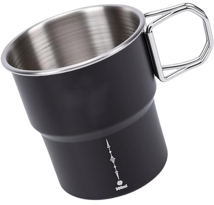 Vvikizy Campingmugg i Rostfritt Stål Bärbar 300 Ml Multifunktions Kaffekopp för Vandring Fiske Backpacking