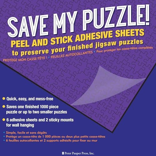 Save My Puzzle! Peel and Stick Adhesive Sheets to Preserver Your Jigsaw Puzzle, Purple, 15 x 7.5