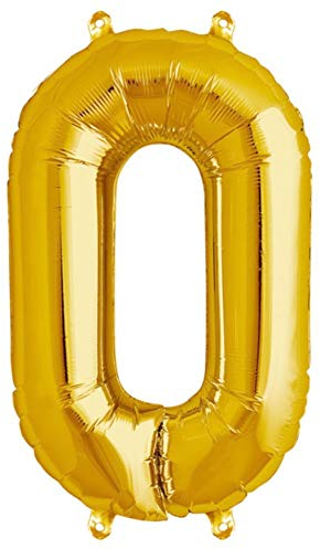 FUNXGO® Folienballon Zahl 0 Gold - Riesenzahl Ballon ca.100 cm - fliegt mit Helium - 0 geburtstag luftballon - Deko zum Geburtstage, Party, Hochzeiten - Ballon 0 Gold