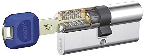 Kaba K59.DZ.35.45.MS.BSZ.Lam Cilindro Alta Seguridad + Refuerzo Lam, Niquel, 5 Llaves LK Doble Embrague 35x45mm, NIQUELADO