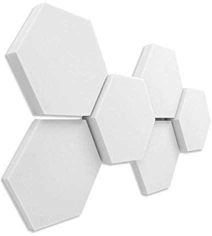 platino24 Schallabsorber 3D-Set Hexagon aus Basotect G+, 6 Elemente 2x je 300x30mm + 2x 300x50mm, 2x 300x70mm Wandpaneele zur Schalldämmung