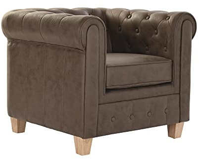CHELM HOME Sillón Chesterfield, 80 x 80 x 70 cm, salón clásico, poliéster antimanchas, diseño clásico de calidad