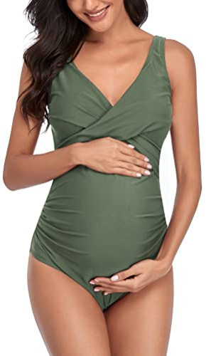 SUMMERSUNSHINE Maternity One Piece Swimwear Front Cross Pregnancy Swimsuit Bathing Suit Maternity Bikini