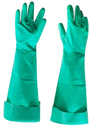 LOVIVER Guantes largos de nitrilo Guantes de limpieza industrial duraderos repetibles Guantes de goma impermeables resistentes al desgaste, 60cm M