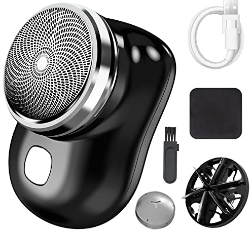 Mini Rasoio Elettrico Portatile, (Nero) Mini Rasoio Elettrico Uomo Rasoio Tascabile Portatile Rasoio Umido e Asciutto per Uomo Rasoio Elettrico Pratico e Ricaricabile via USB per Casa, Viaggio
