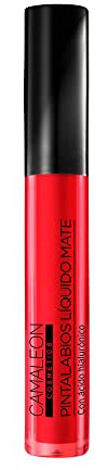 Camaleon Cosmetics - Pintalabios líquido mate - Tono rojo fuego - Permanente 16h - Vegano