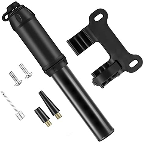 Tragbare Mini-Fahrradpumpe mit Presta- und Schrader-Ventilen – 100 PSI Fahrradreifen, Luftball-Rahmenpumpe, Inflator mit Ballpumpennadeln