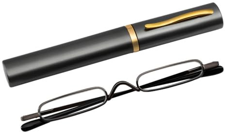 VOANZO Reading Glasses 1.5 Anti-Blue Light Lenses Small Portable Reading Glasses Slim Pen Reading Glasses Mini Compact Pen Reader -Black