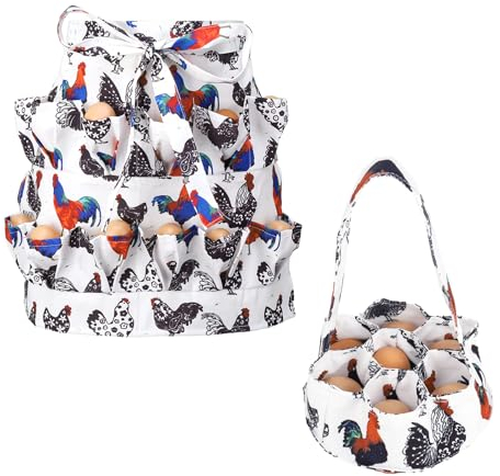 XLSXEXCL Eierschürze und Korb – Schürze mit 12 tiefen Taschen und Korb mit 7 Taschen