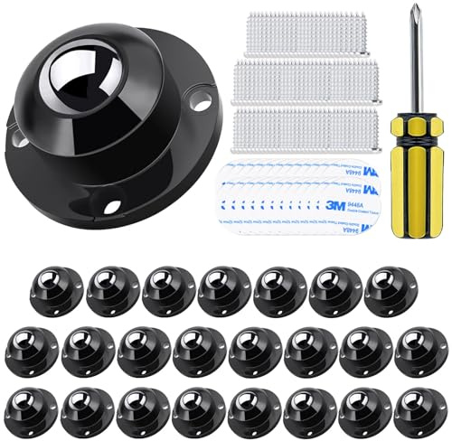 Zzbety 24 Pack Self Adhesive Caster Wheels 1 Inch for Furniture Mop Bucket, Load Capacity 28LBS Per Wheel, Low Profile Swivel Wheels for Small Appliance Storage Bins