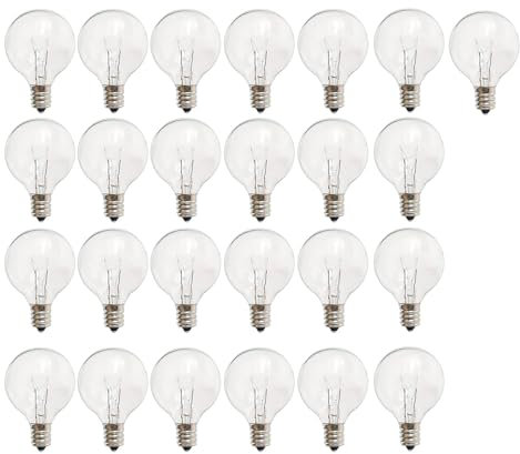 ShuoHui G40 Globe Klar Ersatz Glühbirnen ​7W Wolfram Edison Glühbirnen E12 Sockel 2200k Warmweiß für Terrassenbeleuchtung dekoration Hochzeit Balkon Veranda Party Dekoration, 220-240V (25)