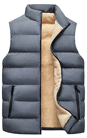 KONG JIMFAN Herren Sale Steppweste Herren Warm Weste Herren Stehkragen Outdoor Jacke Anglerweste Einschubtaschen Ärmellos Jacke Übergangswesten Für Männer Daunenjacken(Grau,7XL)