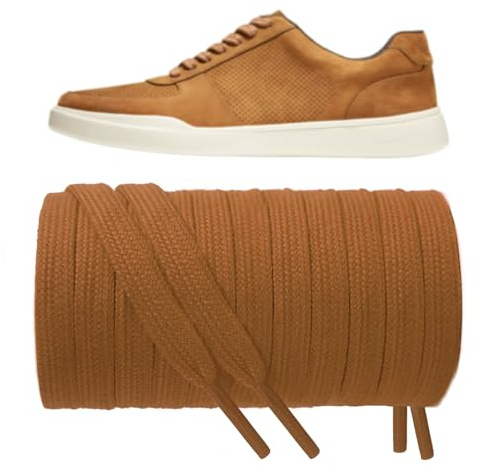 NDTEZUGT 8 mm Lacets Plats pour Cole Haan Les Baskets, Coton Lacets de Rechange Résistants de pour Chaussures Décontractées (Marron, 47/120cm)