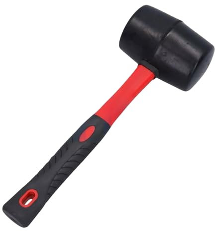 Dunnet Tools Heavy Duty Rubber Mallet 32oz / 907g with Fibreglass Handle Solid Rubber Mallet Hammer with TPR Grip Ideal for Tiling, Bricklaying Camping Hammers & Mallets
