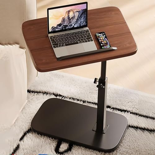 C-förmiger Beistelltisch, 360° schwenkbarer TV-Tablett-Tisch schmaler konkaver Laptop-Tisch für Wohnzimmer Schlafzimmer Nachttisch Pflegesofa Lesen Studie Snack Tee Kaffee Couch(Brown)