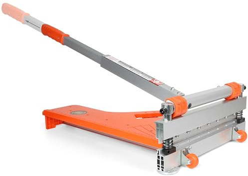 CUTTEREX 13 Pro. Vinyl Floor Cutter-No Dust,No Noise,No Electricity. Multi-Angle Cuts for Laminate,Vinyl & More, Pro. ALU Long Leverage Handle, Orange & Wheeled