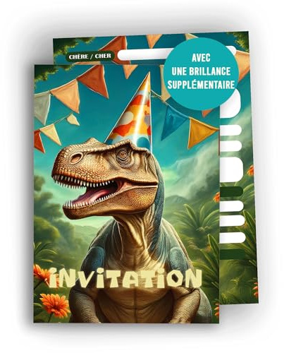 Edition Colibri Cartes d’invitation dinosaure – 10 cartes A6 à remplir | Invitations anniversaire enfant rigolotes, T-Rex, fête garçon, fille, préhistoire