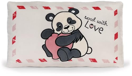 Kissen Love Panda 43x25cm - weiß - Flauschiges Kuscheltierkissen für Kinder und Erwachsene, Plüschkissen ideal für Zuhause, Kindergarten oder unterwegs | 62617