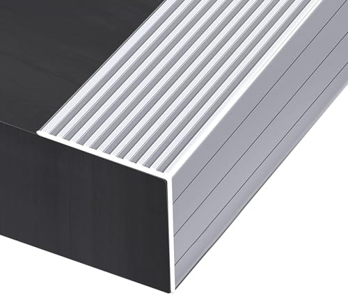 Antideslizante Borde Escalonado de Aluminio, 90CM Perfil de Borde de Escalera En Forma de L, para Escalones Madera Metal Baldosas, Fácil de Instalar(W 6 x H 6 cm)