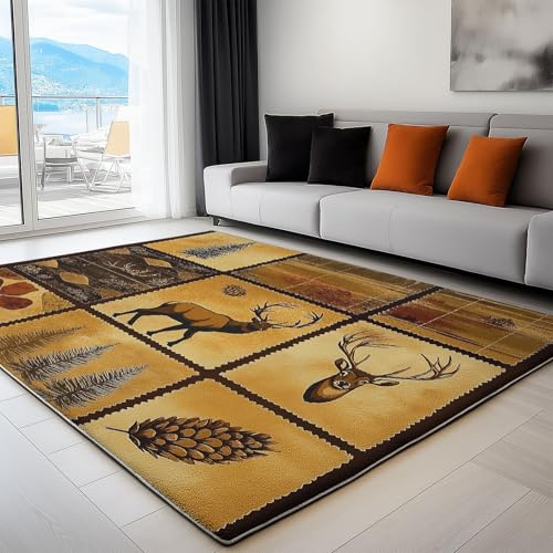 Generico Tappeto Salotto Classico Patchwork Con Stampa Country Vintage 120 x 180 cm Tappeto Soggiorno Lavabile Tappeti Pelo Corto Giallo, Tappeto Chic per Soggiorno Camera da Letto Sala da Pranzo