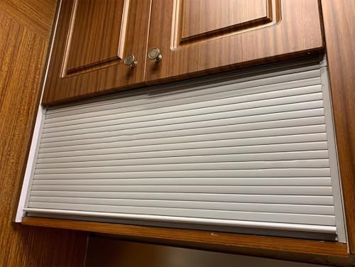 Puerta Plegable Kit de Repuesto para Puertas Tambour Armario, Mueble Enrollable Flexible con Riel y Manija, Panel Deslizante Plástico para, Furgoneta Camper(60x60cm/24x24in)