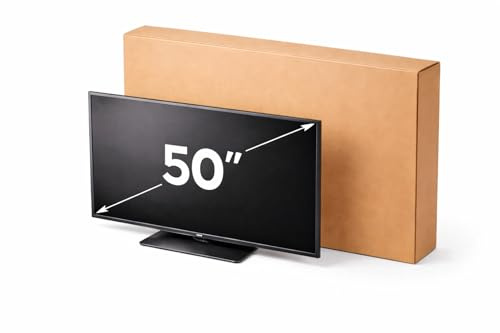 Imballaggi Point Scatola televisione Imballaggio TV Monitor Piatti fino a 50 Pollici Resistente per Spedizione e Trasloco con accessori di Protezione Schermi, Misura 117x68x15cm Set da 1 (TV 50 inch)