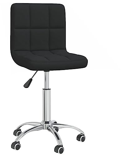 Chaise de bureau pivotante en tissu noir, avec vérin à gaz, 40 x 47 x 74,5 à 86 cm, ergonomique, avec roulettes, pour bureau, bureau à domicile, salle d'étude, compacte et confortable