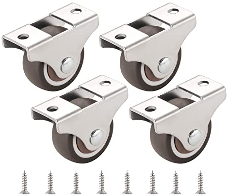 4 Pcs Fixed Castors Wheels 25mm 32mm 35mm 50mm, Silent Rubber Furniture Casters, Transport Castors, Castors Heavy Duty, Trolley, Workbench Replacement Castors for Furniture,38mm