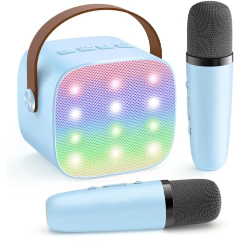 YLL Karaoke Machine for Kids, Portable Mini Speaker with 2 Wireless Microphones, 2026 Top Birthday Toys Gifts for Boys Girls 3, 4, 5, 6, 7, 8, 9, 10, 11, 12+ Years Old Grandkids Family Party (Blue)
