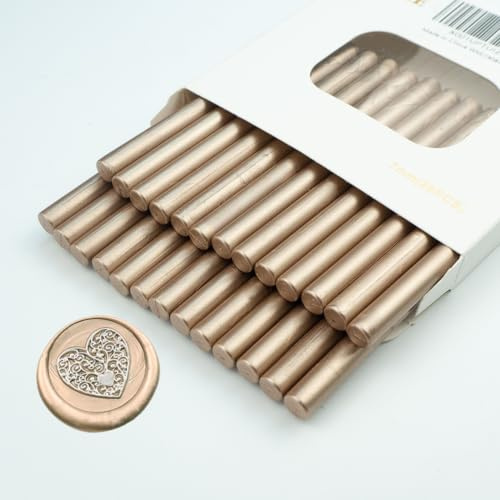 Ioggtser Wax Seal Stick Kit - 26 PCS Mini Glue Gun for Sealing Stamps, Wedding Invitations, Cards, Envelopes (Champagne Gold)
