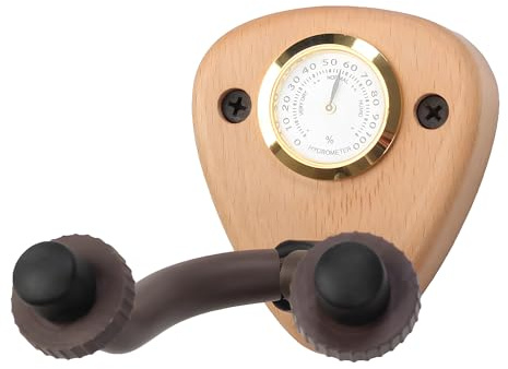 QUMOX Support mural en bois pour guitare avec hygromètre, support mural en forme de U, support mural pour guitare acoustique, électrique, banjo, basse, cadeau