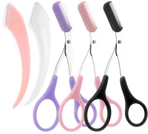 5 Pezzi Forbici per Sopracciglia con Pettine Set Rasoio per Sopracciglia Forbici per Sopracciglia da Donna Rasoio per Sopracciglia a Forma di Mezzaluna per Rifinire le Sopracciglia da Uomo e da Donna