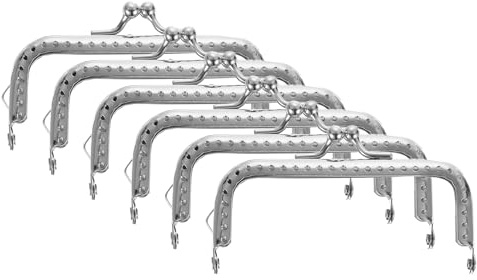 QUARKZMAN 6pcs Marco de Bolso de Metal, 8.5cm/3.3 Arco Retro con Cierre de Beso Grabado para Bolso de Mano, Monedero, Bolso de Embrague, Reemplazos de Herrajes (Plata)