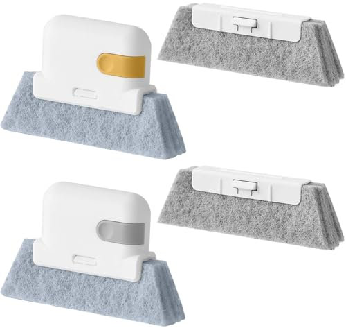 2 Pezzi Spazzola Pulizia Finestre, con due Testine di Ricambio,Spazzole Pulizia Scanalature,Spazzola Magica,Spazzola per Scanalatura Creativa,per Angoli, Bagno, Cucina, Binario per Porte Scorrevoli