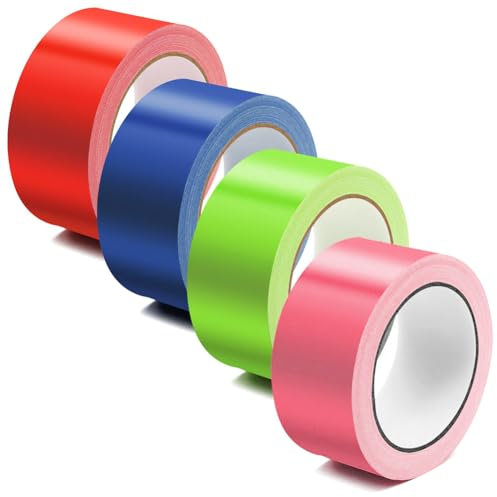 LINYIJOY 4 Rollen 5cm x 10m Gewebeband Bunt, Klebeband Panzertape Bunt Panzertape Gewebeklebeband, Gaffer Tape Wasserfest Reparaturband Duct Tape für Reparaturen Industrielle DIY(4 Farbes)