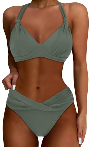 Generico Costume da Bagno Donna Curvy Push Up Imbottito Reggiseno Bikini Due Pezzi Bikini Sexy Spiaggia Beachwear Swimwear Sportivo Mare Estate Costume Due Pezzi Donna