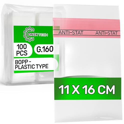 100 Piezas Bolsas Celofan Autoadhesivas 11 x 16 cm BOPP - Food Safe - Bolsa Celofan Transparente Autoadhesiva para Chuches Cumpleaños Galletas - Espesor 0,04 mm G.160 - ONIX TECH