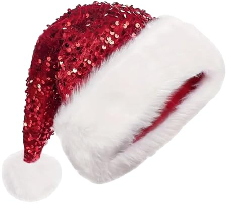 SSKHE 1 berretto natalizio con glitter, cappello di Babbo Natale per adulti e Babbo Natale, per feste di Natale, feste e servizi fotografici