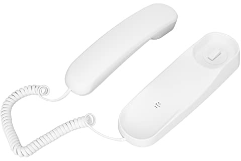 VBESTLIFE Téléphone Filaire avec Clavier éclairé et Recomposition du Dernier Numéro, Téléphone Fixe Mural avec Fonction Pause pour la Maison et Le Bureau (Blanc)