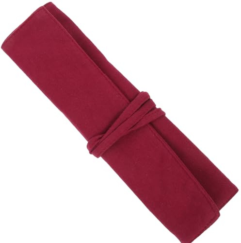 SHINEOFI Pochette à Ustensiles Cuisine Réutilisable Rouge, Taille Compacte en Coton et Lin, Résistante à l'usure, pour Organisation de Couverts en Voyage et Camping, Rangement Portable Pratique