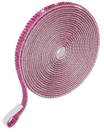 QUARKZMAN Strass tejp 6,6mm x 2,74 M Självhäftande Röd Rosa | Glänsande Strass Kristallremsor, Dekorativa Ränder, För DIY Festdekoration För Bil Telefon