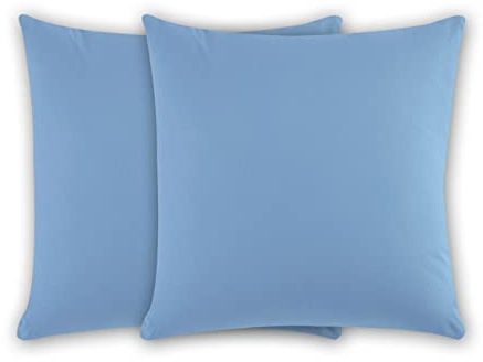Class Home Collection Kissenbezug 80x80 Baumwolle – Kissenbezüge 80x80 im 2er Set – Weiche Kissenhüllen 80x80 für Sofa & Bett – Kopfkissenbezug für Kissen 80x80 cm mit Reißverschluss – Hellblau
