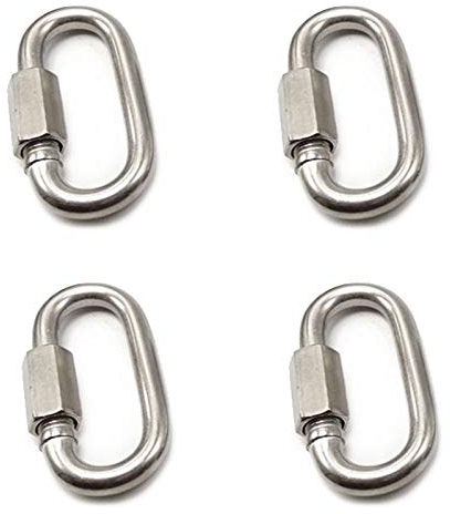 Karabiner, 4 Stück Karabinerhaken M8 Edelstahl D Form Karabiner Quick Link Notfall Kette Traglast max. 500 kg für Camping im Freien Angeln Rucksack Wandern Hängematten und Schaukeln