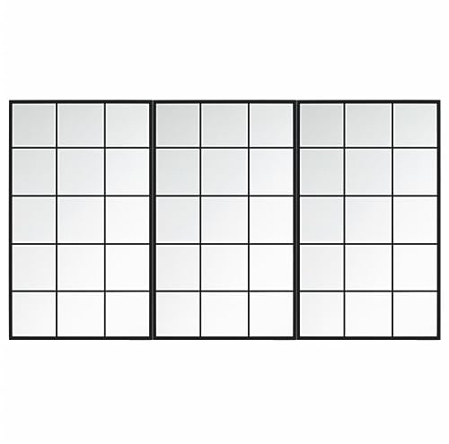 vidaXL Wandspiegel Hängespiegel Spiegel Flurspiegel Dekospiegel Schminkspiegel Wohnzimmer Wandmontage Badspiegel Schwarz 100x60cm Metall