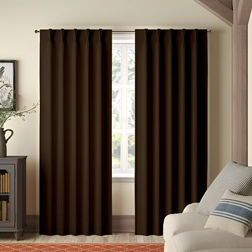 Magic Drapes Cortinas opacas plisadas dobles para barra transversal, oscurecimiento de la habitación, cortinas de ventana con aislamiento térmico para puerta corrediza, puerta de patio, divisor de