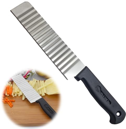 Tinkber 1 Pack Stainless Steel Wavy Chopper - Crinkle Blade Kitchen Gadget for Potatoes, Veggies & Fruits (Multi-Use)