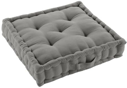 Acomoda Textil – Cojín de Suelo Acolchado con Asa de Transporte. Cojines para Palets, Banco, Silla y Suelo, Asiento Cómodo Decorativo para Interior y Exterior. (Gris, 50x50cm, 1 Unidad)