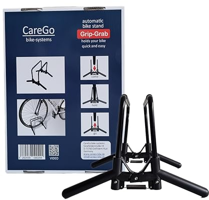 Fahrradständer Boden - freistehender stabiler Rad Ständer für Gravel- Road- MTB- Rennrad und Trekking- Bike für Garage, Fahrrad Keller und Wohnung. Mit Automatik-Funktion