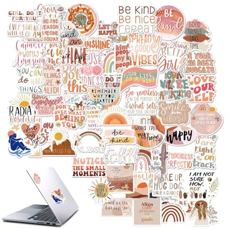 Aikeis 60 Autocollants Rétro Inspirants Esthétiques pour Femmes, Adultes, Enfants, Adolescents, Enseignants - Imperméables pour Ordinateurs Portables