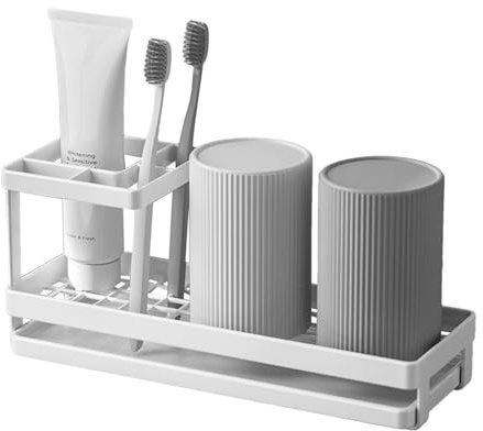 Organizador de almacenamiento de cepillos de dientes - Soporte de pared para cepillos de dientes, accesorios de tocador para mostrador de baño | Soporte multifuncional para cepillo de dientes con disp